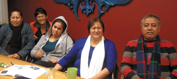 Ngāi Tamarāwaho hapū members take a break from planning the welcome they will extend to the Fijian rugby team prior to the start of Rugby World Cup.
