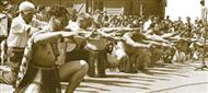 Hepi te Heuheu leads his matua tu taua in a haka honouring the returning members of the Māori Battalion